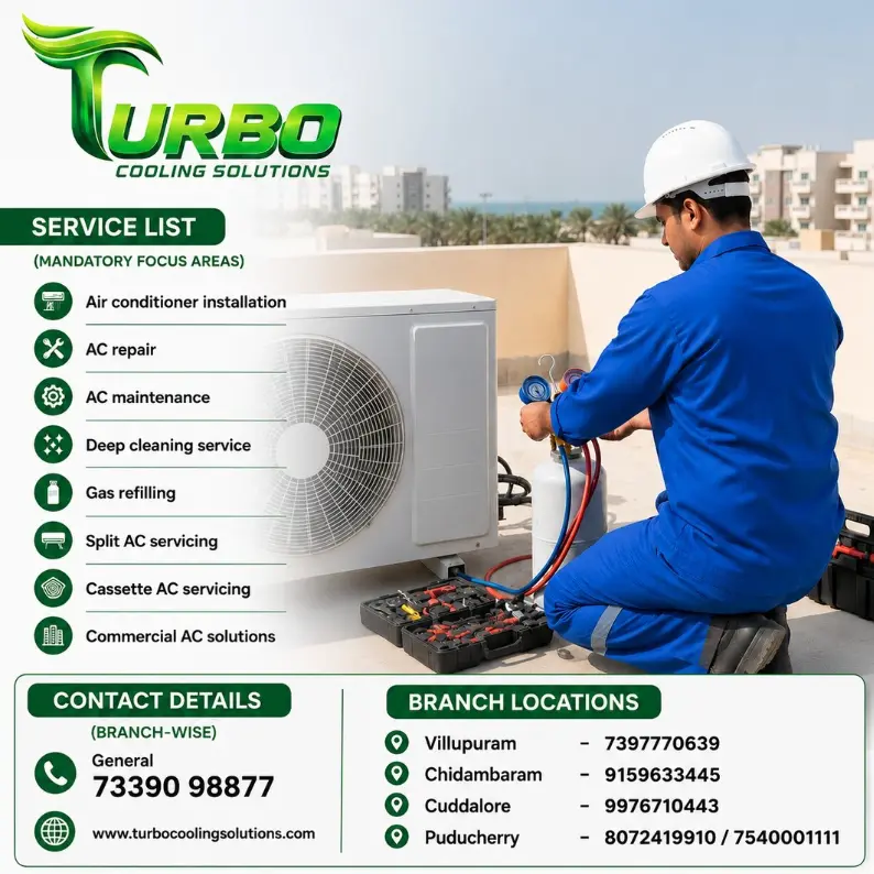 AC Service Across Pondicherry and Nearby Tamil Nadu